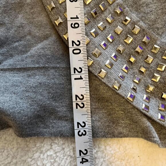 Belldini Heather Gray Knit Open Front Silvertone Stud Trim Sweater Sz S - Picture 11 of 11